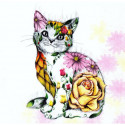 Serwetki do decoupage - kot w kwiatach