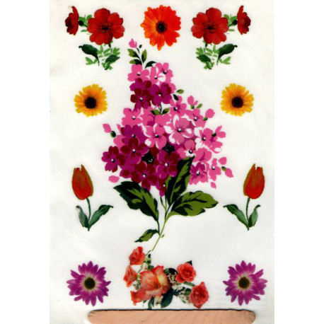Kalkomania artystyczna kwiaty w fioletach i czerwieniach