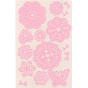 Koronkowy sticker samoprzylepny - rozetki różowe