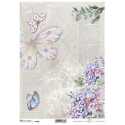 Papier ryżowy ITD Collection 1060 hortensje i motyle