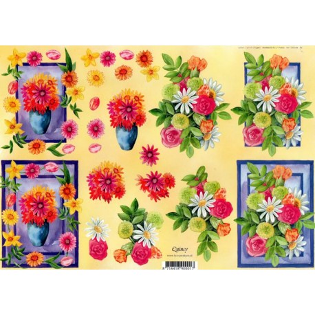 Motywy 3D do dekorowania Quincy 025 - kolorowe kwiatki