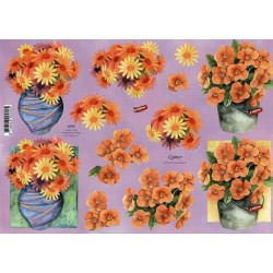 Motywy 3D do dekorowania Quincy 005 - pomarańczowe kwiatki