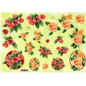 Motywy 3D do dekorowania Quincy 074 - róże i pomaranczowe i różo