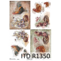 Papier ryżowy ITD Collection 1350 - Kury i koguty