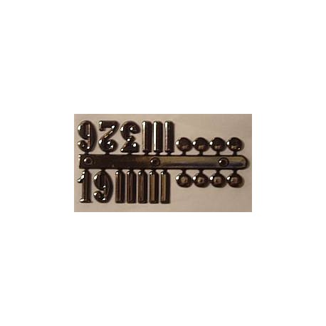 Cyfry zegarowe arabskie (3,6,9,12) plus znaczniki kropkowe 20mm