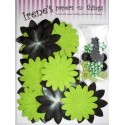 Zestaw papierowych kwiatków (20+10+10) czarno-zielone