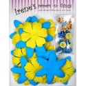 Zestaw papierowych kwiatków (20+10+10) błękitno-żółte