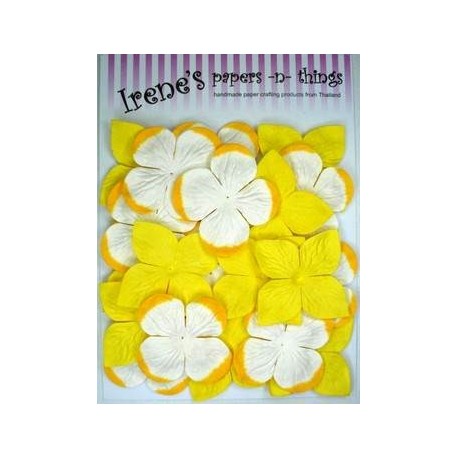 Zestaw papierowych kwiatków (20 szt.) żółte z biało-żółtymi