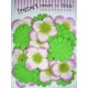 Zestaw papierowych kwiatków (20 szt.) zielone z biało-różowymi