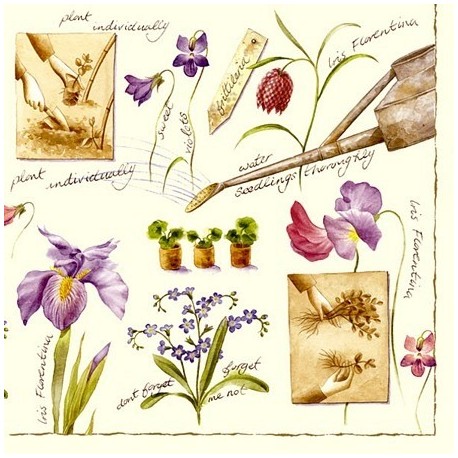 Serwetki do decoupage - konewka i wiosenne kwiatki