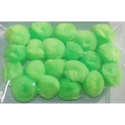 Pompony akrylowe 15 mm zielone-majowe 20 sztuk