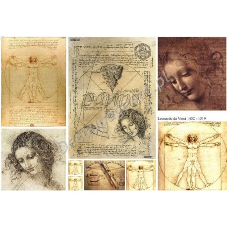 Papier do decoupage ITD 141 - Leonardo szkice