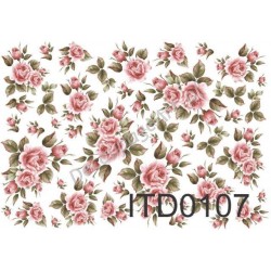 Papier do decoupage ITD 107 - Róże jasno-różowe