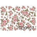 Papier do decoupage ITD 107 - Róże jasno-różowe