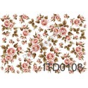 Papier do decoupage ITD 108 - Róże ciemno-różowe
