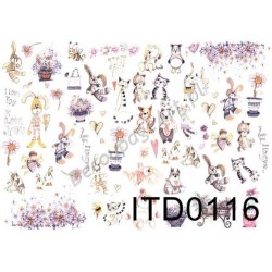 Papier do decoupage ITD 116 - Zwierzątka 1