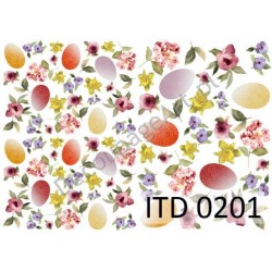 Papier do decoupage ITD 201 - Pisanki i delikatne kwiatki
