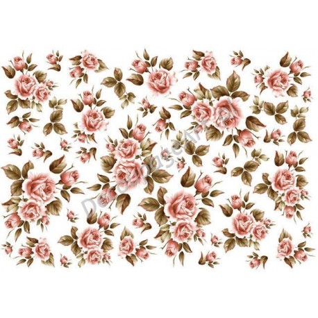 Papier ryżowy ITD Collection 033 - Róże jasno-różowe