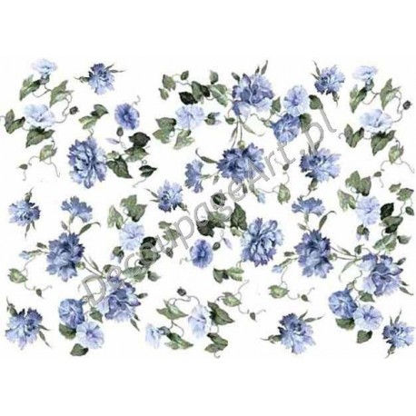 Papier ryżowy ITD Collection 099 - Niebieskie kwiatuszki