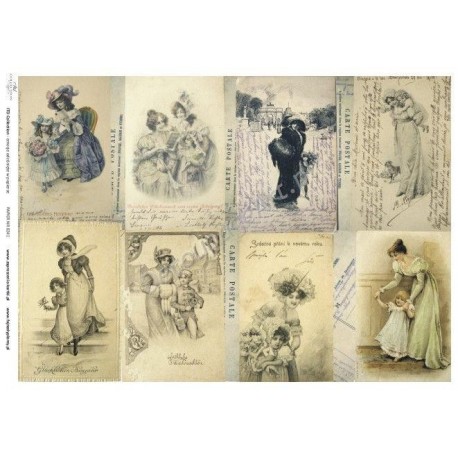 Papier do decoupage ITD 241 - Stare pocztówki i kobiety