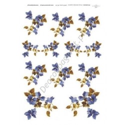 Papier ryżowy ITD Collection 139 - Niebieskie kwiatki