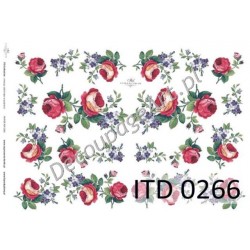 Papier do decoupage ITD 266 - Róże i niezapominajki