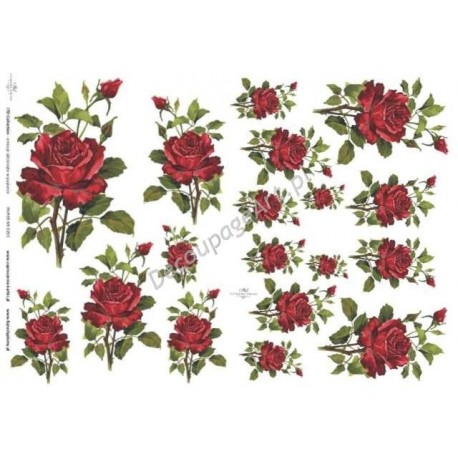 Papier do decoupage ITD 293 - Czerwone róże