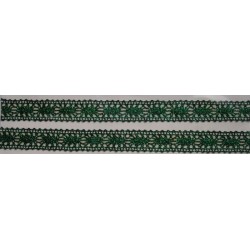 Tasiemka bawełniana koronkowa metaliczna zielona