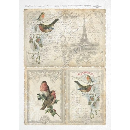 Papier ryżowy ITD Collection 184 - Paryż i ptaszki 1
