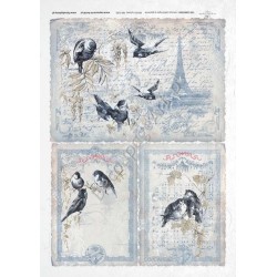 Papier ryżowy ITD Collection 0185 - Paryż i ptaszki 2