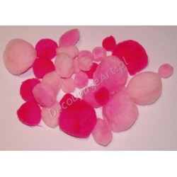 Pompony akrylowe mix 15-40 mm 30 sztuk w odcieniach różowych