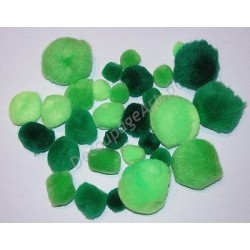 Pompony akrylowe mix 15-40 mm 30 sztuk w odcieniach zieleni