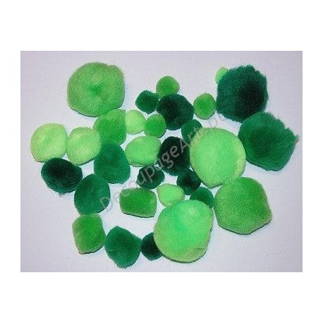 Pompony akrylowe mix 15-40 mm 30 sztuk w odcieniach zieleni