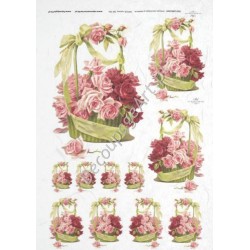Papier ryżowy ITD Collection 0224 - Róże w koszykach