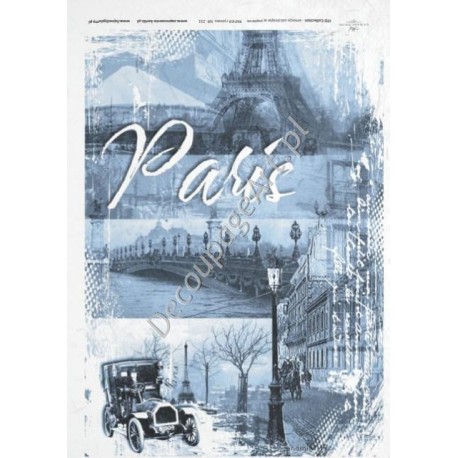 Papier ryżowy ITD Collection 231 - Paryż blue