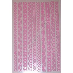 Koronkowy sticker samoprzylepny - bordiury różowe