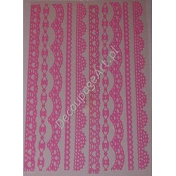 Koronkowy sticker samoprzylepny - bordiury różowe 2