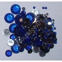 Kryształki dekoracyjne okrągłe mix - ciemno-niebieskie