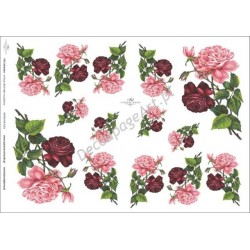 Papier do decoupage ITD 352 - Różowe i bordowe róże