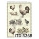 Papier ryżowy ITD Collection 268 - Kurczaczki, koguty i pismo bw