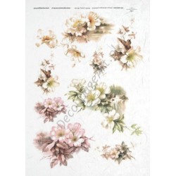 Papier ryżowy ITD Collection 0243 - Białe kwiaty