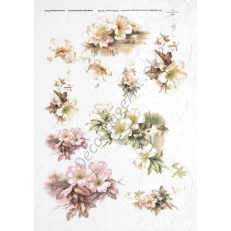 Papier ryżowy ITD Collection 243 - Białe kwiaty