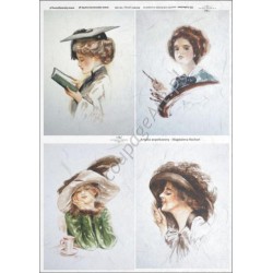 Papier ryżowy ITD Collection 0280 - Kobiety w kapeluszach