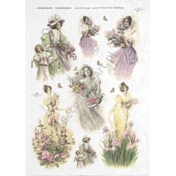 Papier ryżowy ITD Collection 0319 - Kobiety z kwiatami