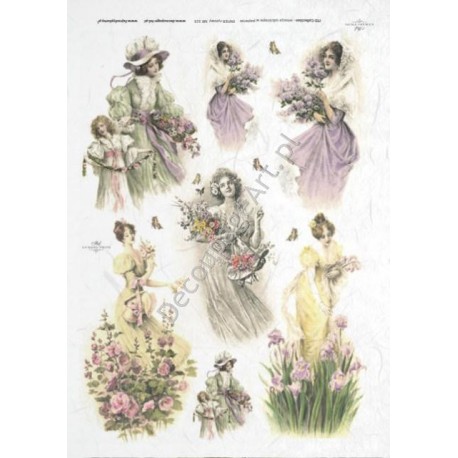 Papier ryżowy ITD Collection 319 - Kobiety z kwiatami