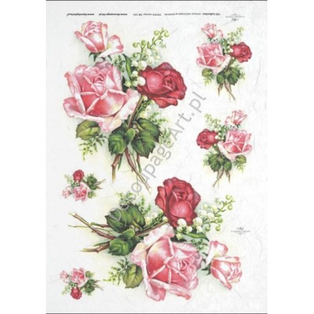 Papier ryżowy ITD Collection 330 - Róże i konwalie
