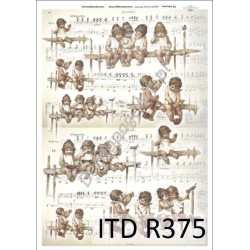 Papier ryżowy ITD Collection 0375 - Amorki i nuty
