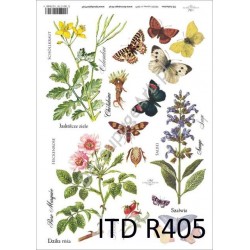 Papier ryżowy ITD Collection 0405 - Zioła i motyle