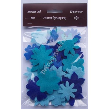 Elementy kwiatowe z filcu odcienie niebieskiego