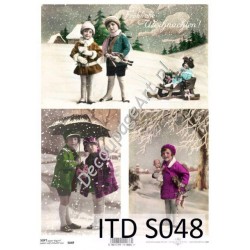 Papier do decoupage ITD SOFT 048 - Zimowe dzieci